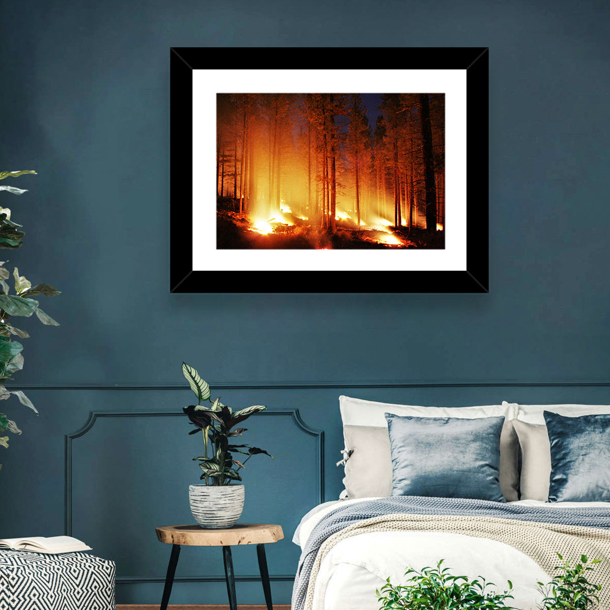 Night Forest Fire Wall Art