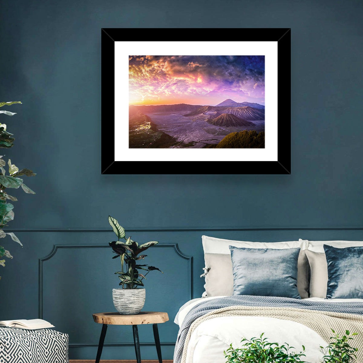 Mount Bromo Sunset View Wall Art in a room, landscape