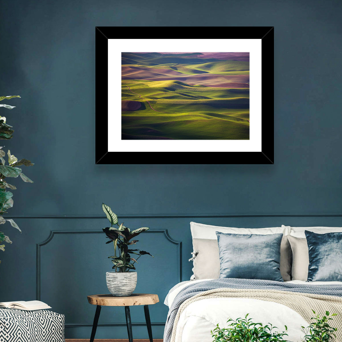 Palouse Farmland at Golden Hour Wall Art in a room, landscape