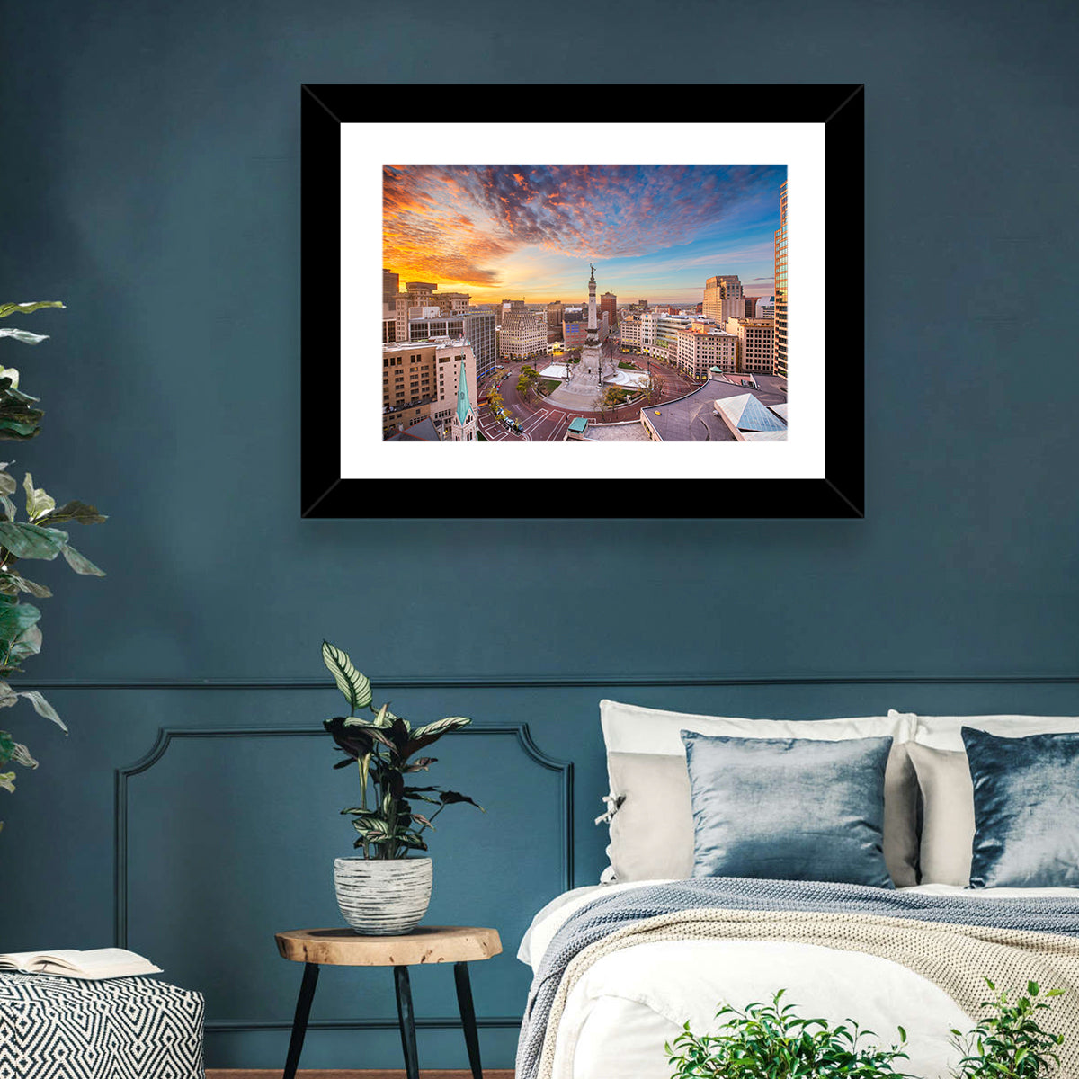 Indianapolis Monument Circle Wall Art in a room, landscape