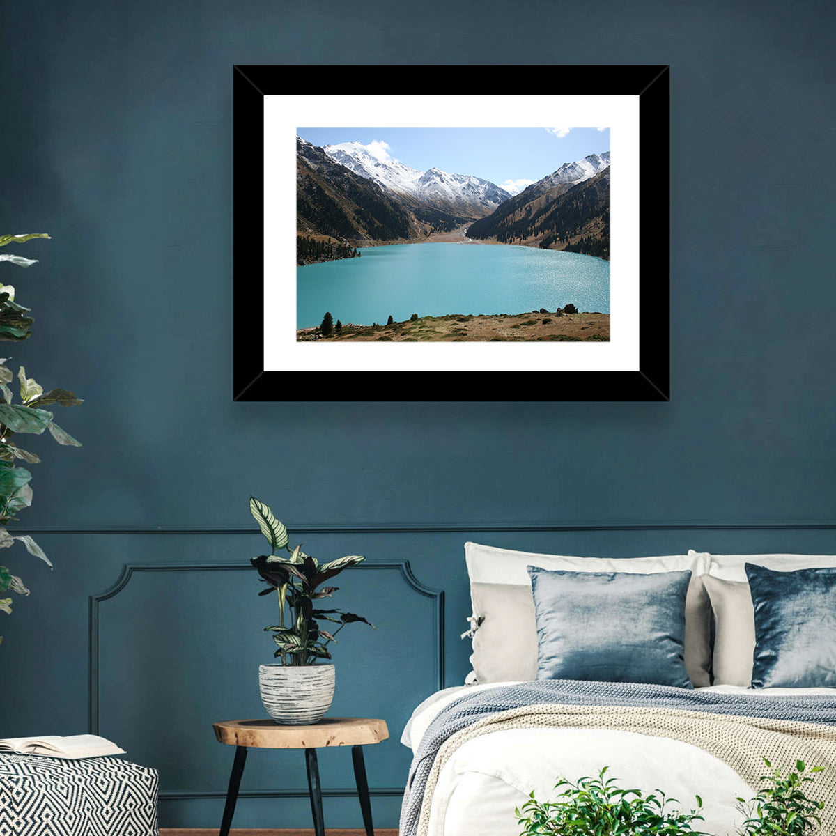 Big Almaty Lake Wall Art in a room, landscape