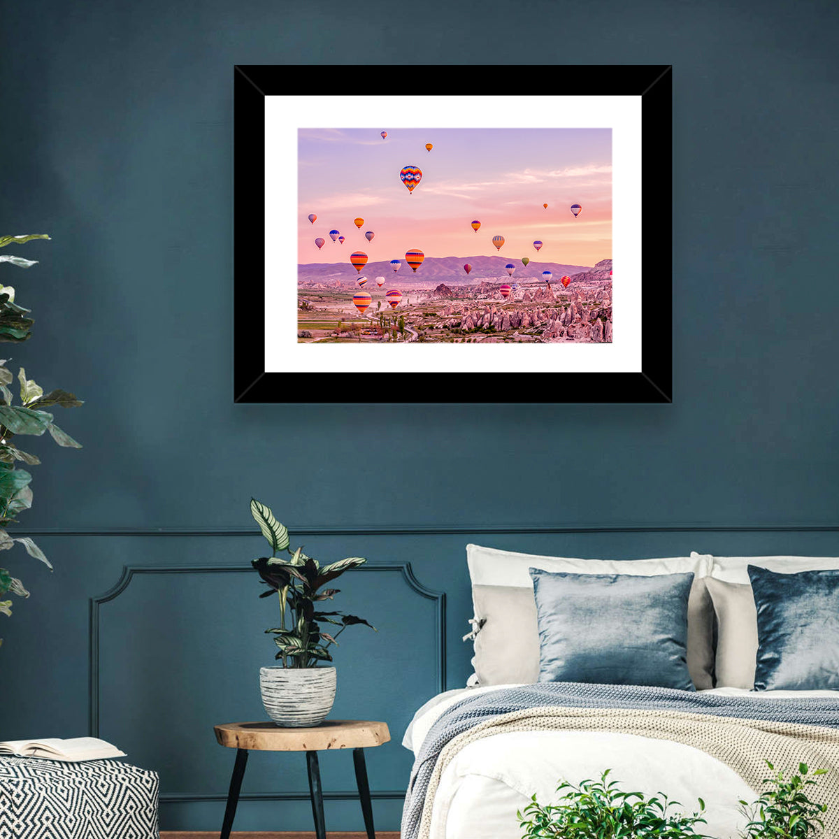 Cappadocia Hot Air Balloons Wall Art in a room, landscape