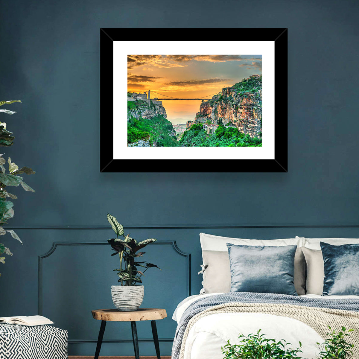 Sidi M'cid Bridge Over Constantine Canyon Wall Art in a room, landscape