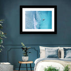 Lone Boat Over Turquoise Waves Wall Art