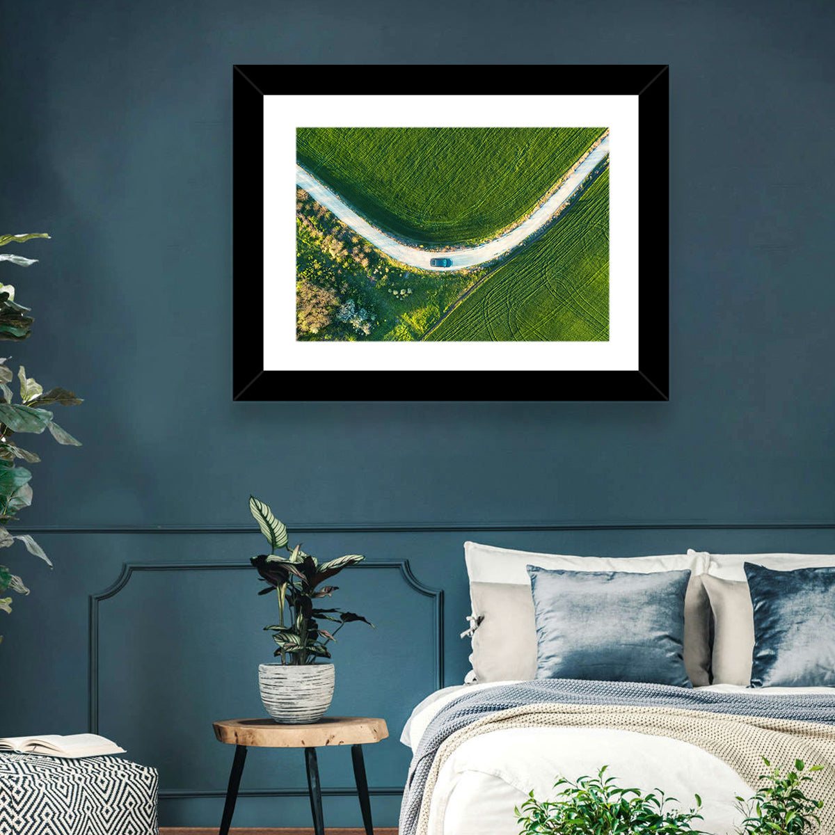 Aerial Farm Fields at Golden Hour Wall Art