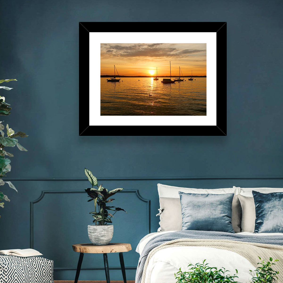 Lake Mendota Golden Sailboats Wall Art