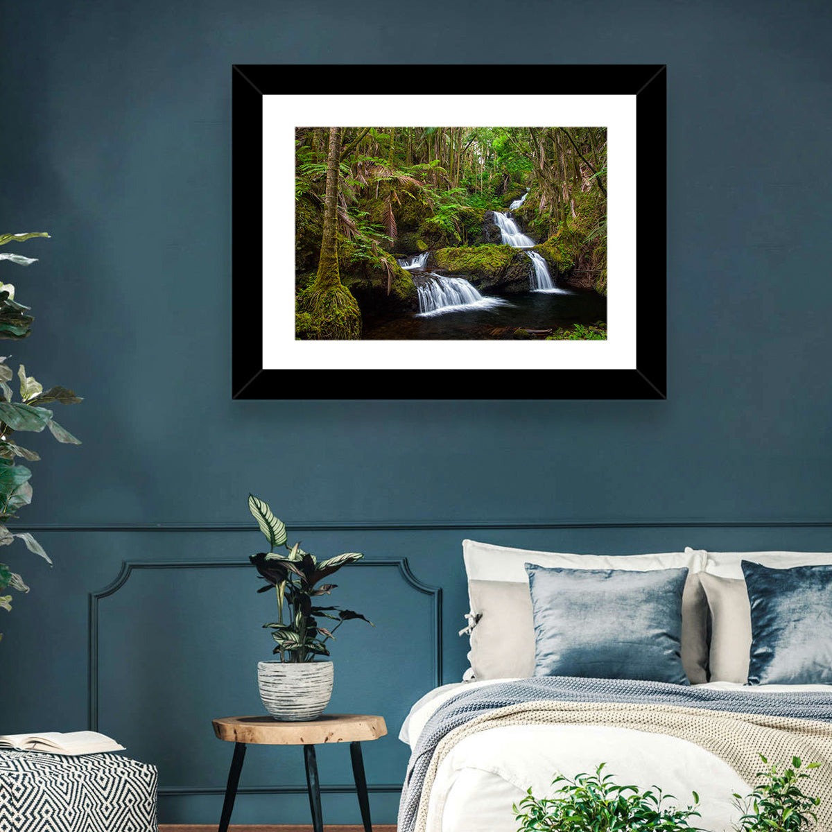 Onomea Falls Wall Art in a room, landscape