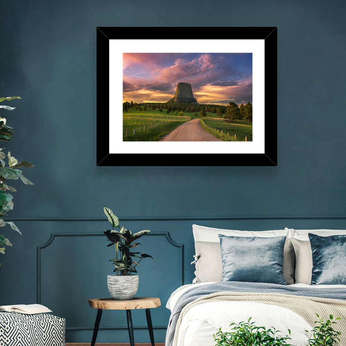 Devils Tower at Sunset Wall Art in a room, landscape