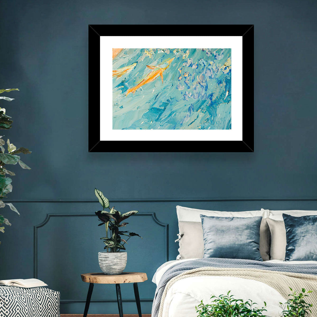 Koi in Blue Abstract Wall Art