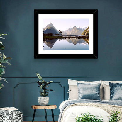 Mitre Peak Reflection at Milford Sound Wall Art
