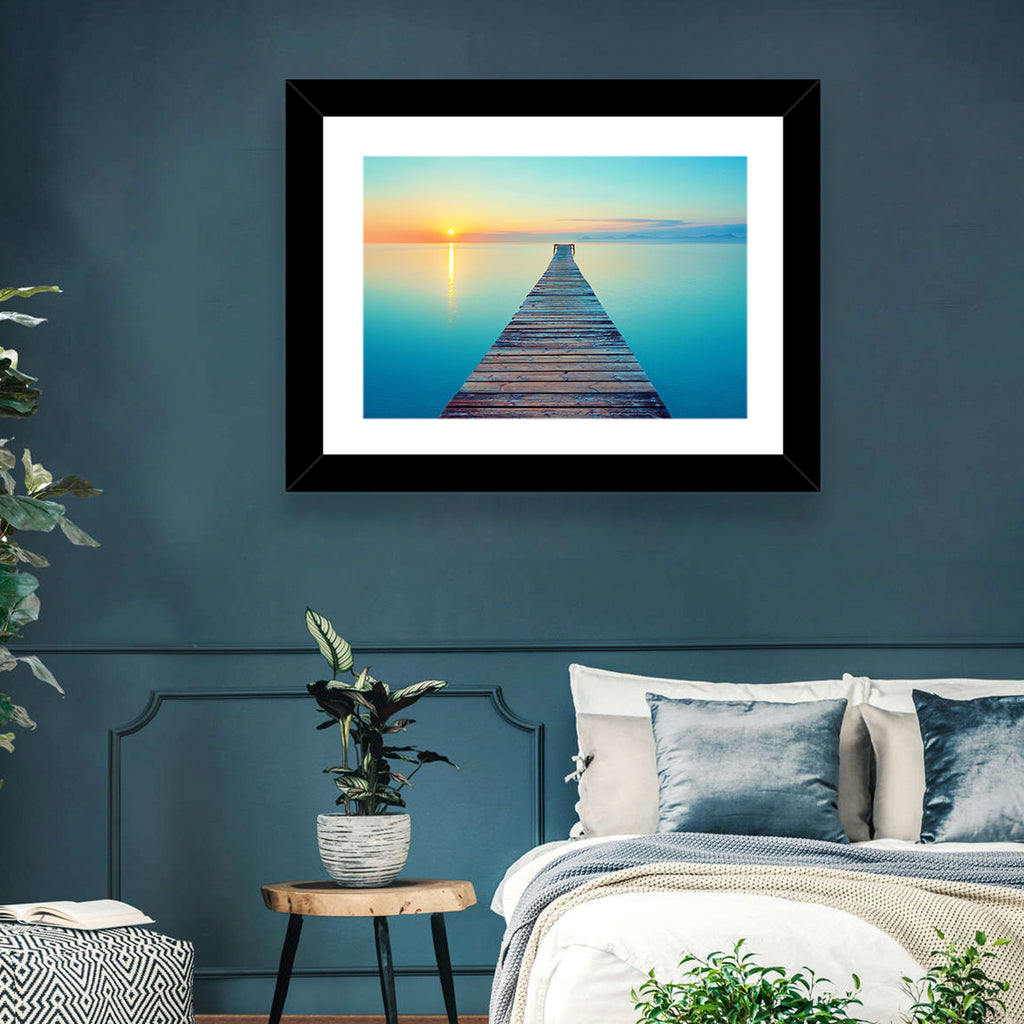 Wooden Footbridge at Sunset Wall Art