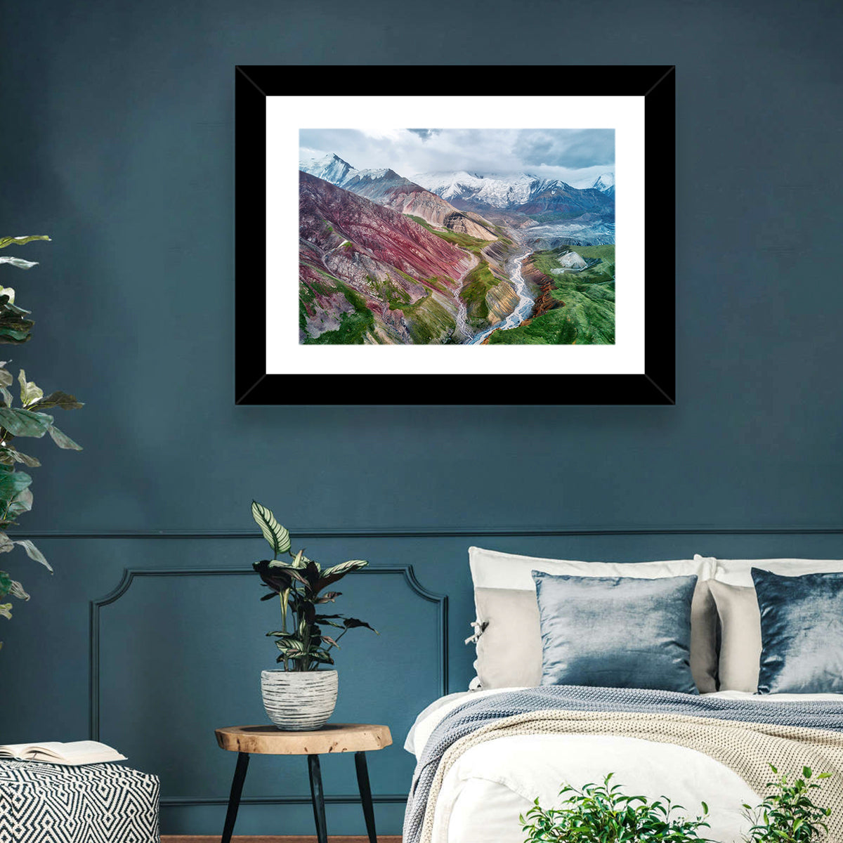 Mount Lenin Glacial Valley Wall Art in a room, landscape