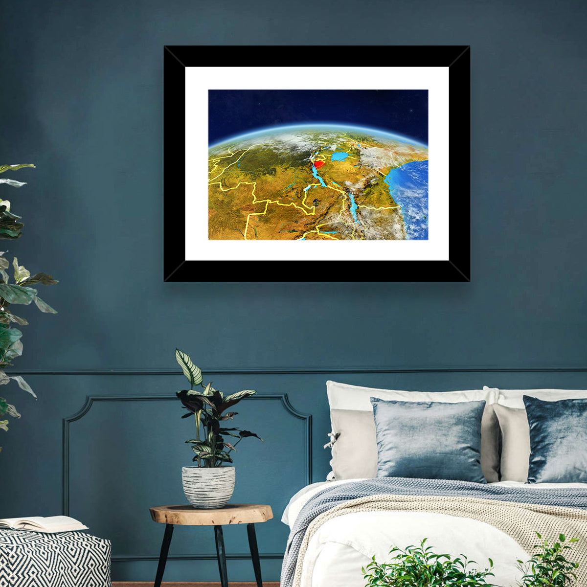 East Africa Great Lakes from Space Wall Art in a room, landscape