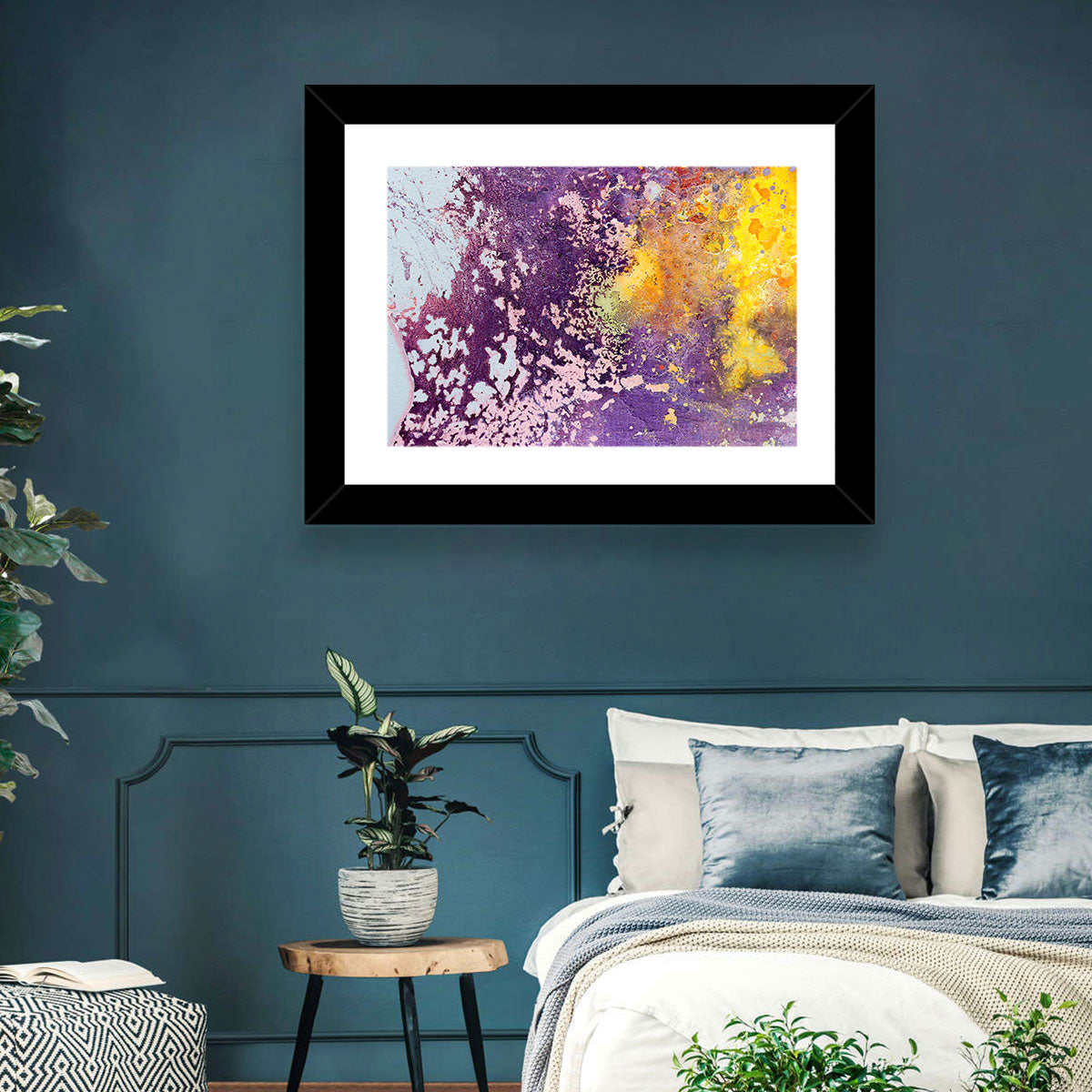 Color Fusion Abstract Wall Art in a room, landscape