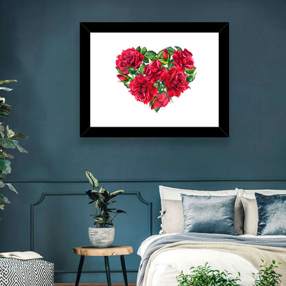 Watercolor Rose Heart Wall Art