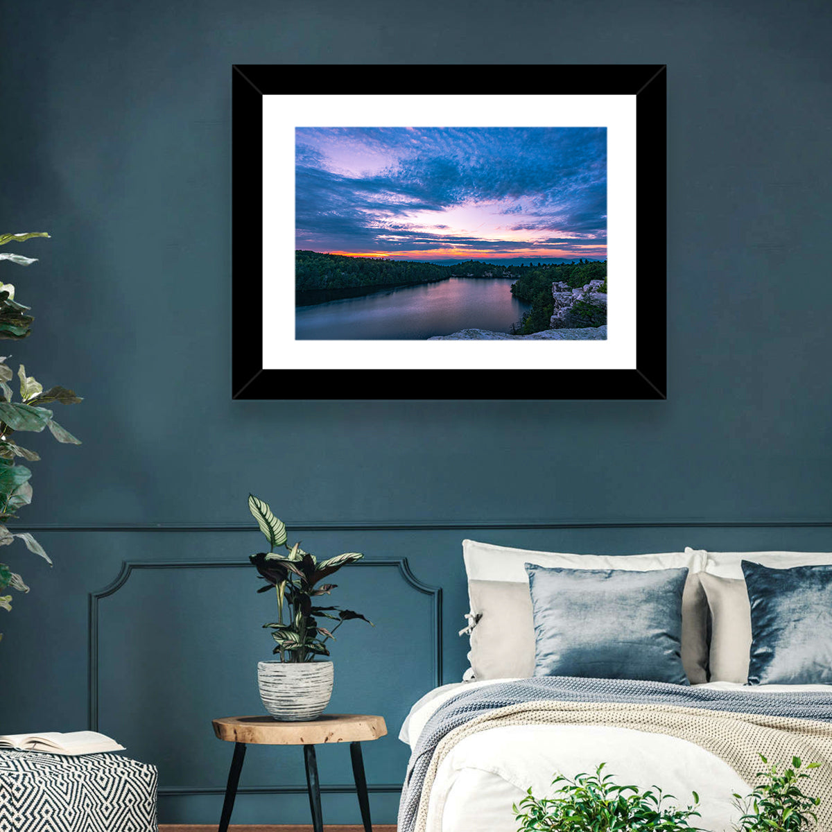 Lake Minnewaska Sunset Wall Art in a room, landscape