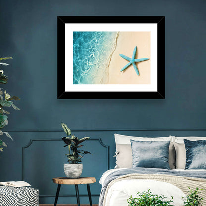 Blue Starfish on Sandy Beach Wall Art