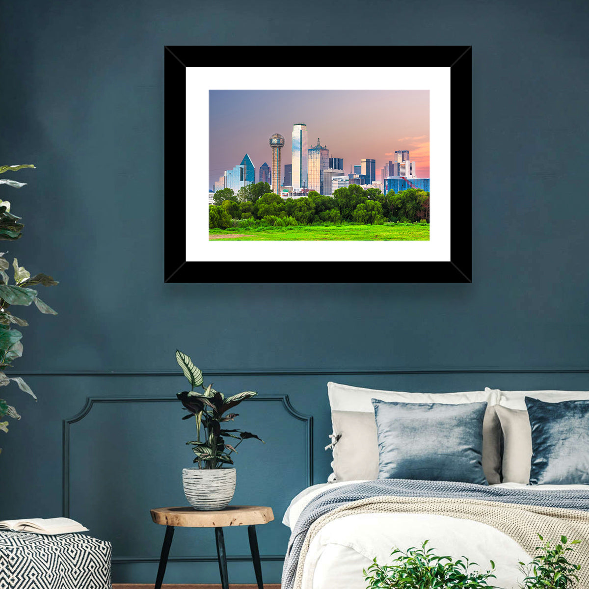 Dallas Golden Hour Skyline Wall Art in a room, landscape