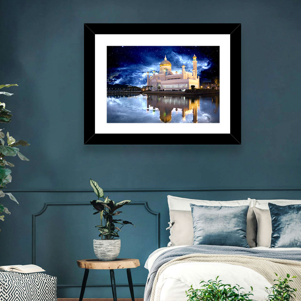 Omar Ali Saifuddien Mosque at Night Wall Art