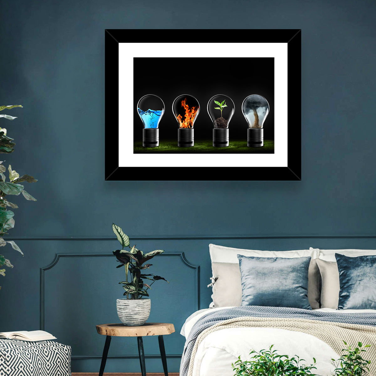 Elemental Light Bulbs Wall Art in a room, landscape