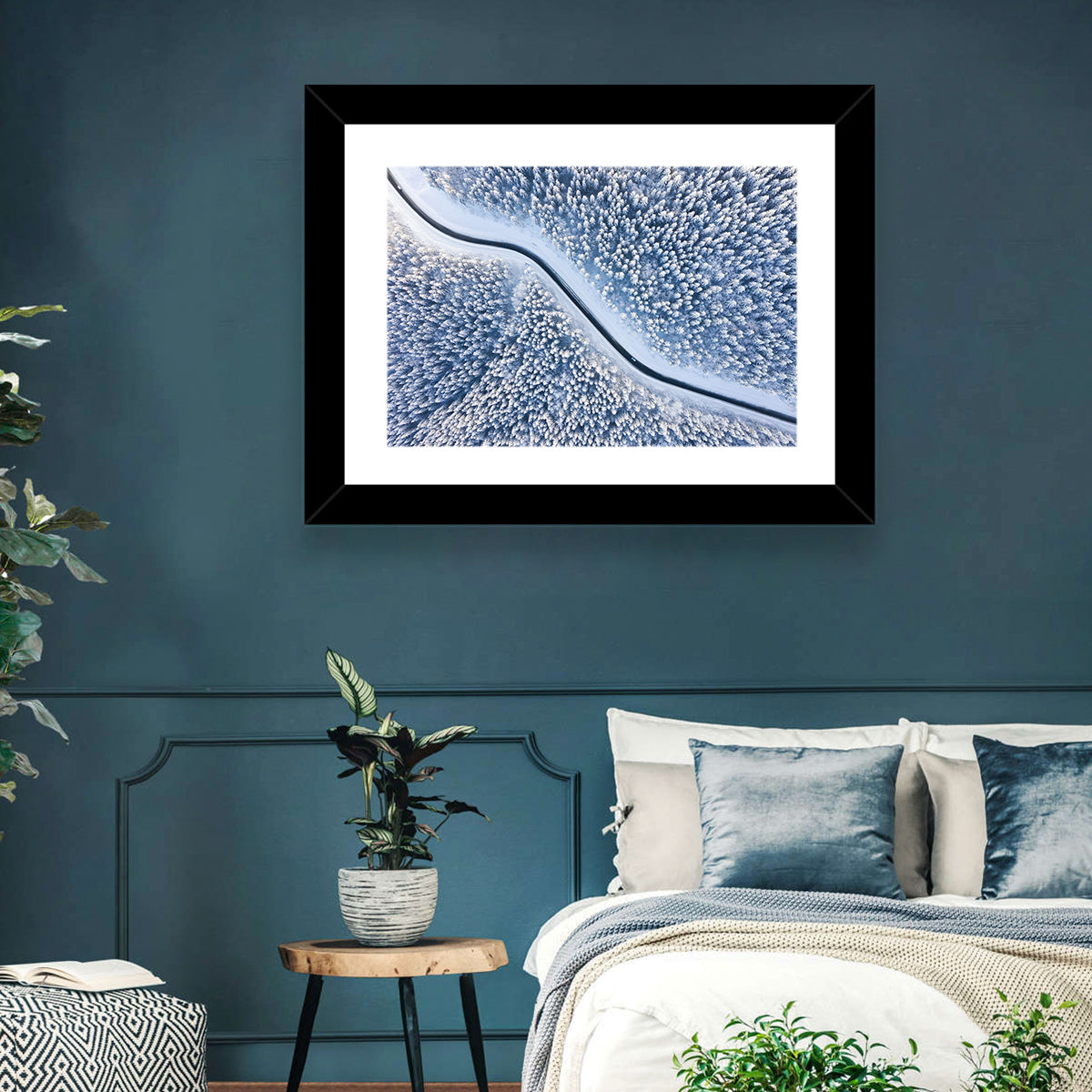 Winding Snowy Forest Road Wall Art