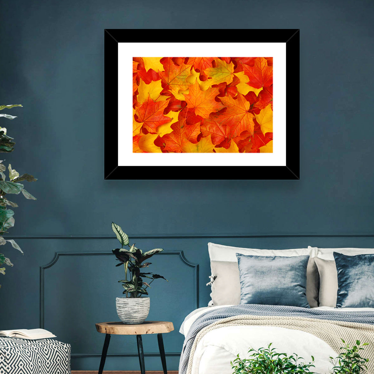 Autumn Maple Leaves Wall Art in a room, landscape