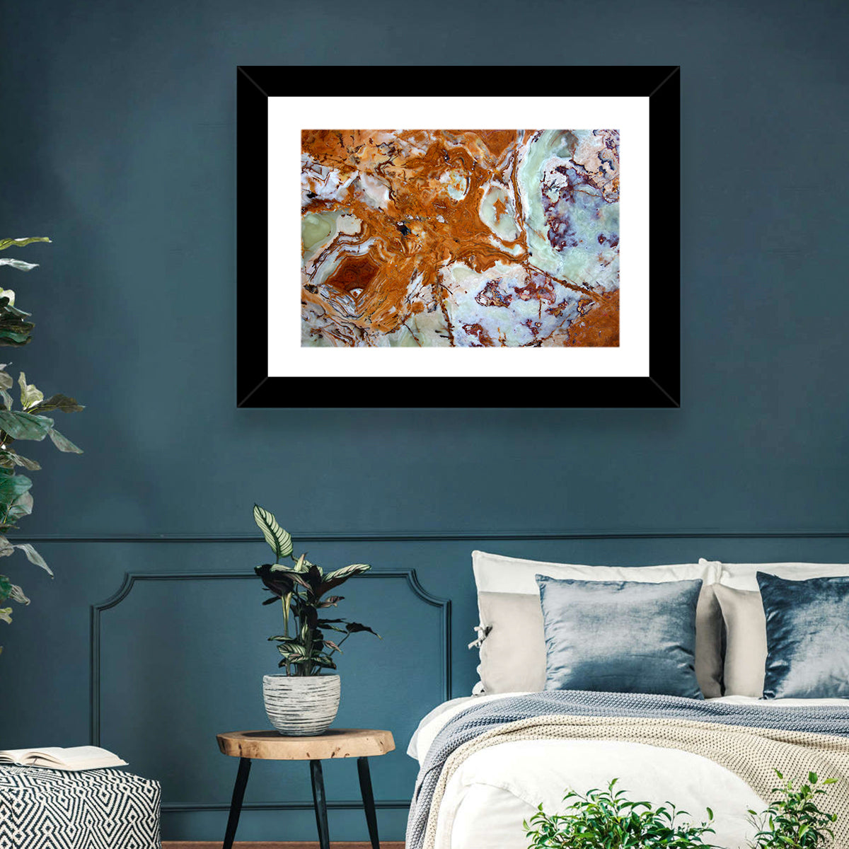 Onyx Texture Abstract Wall Art in a room, landscape