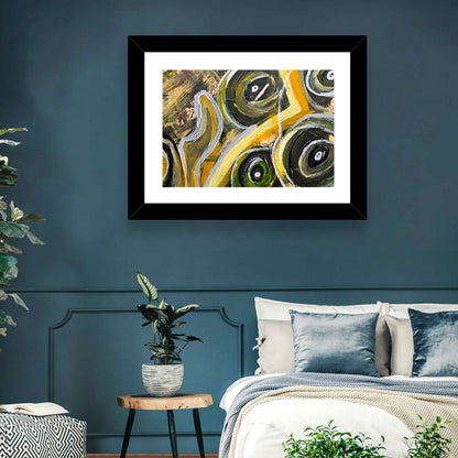 Impasto Swirl Circles in Yellow and Black Wall Art