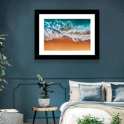 Sandy Beach Sea Waves Wall Art