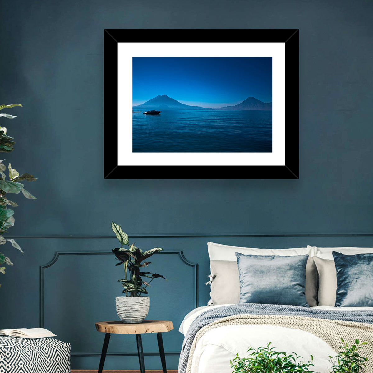 Boat on Lake Atitlán Wall Art in a room, landscape