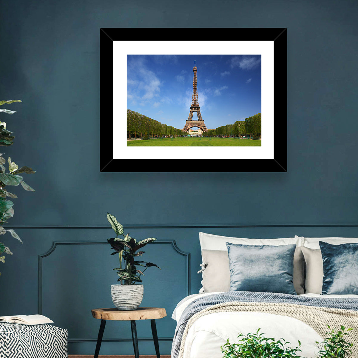 Eiffel Tower Park View Wall Art in a room, landscape