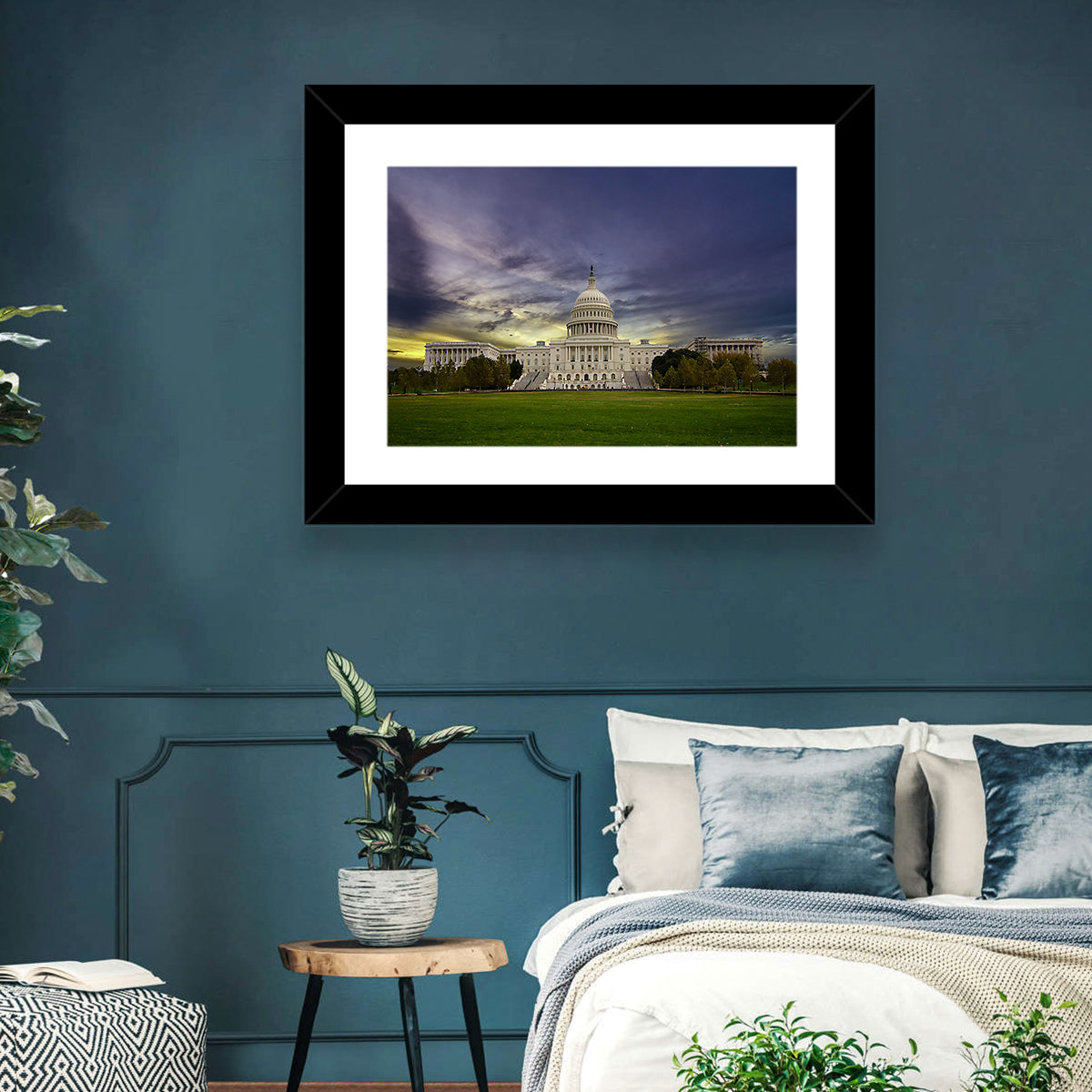 United States Capitol at Dusk Wall Art in a room, landscape