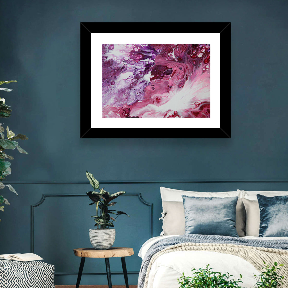 Flowing Bubbles Abstract Wall Art in a room, landscape