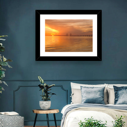 Oresunds Bridge Sunset Wall Art
