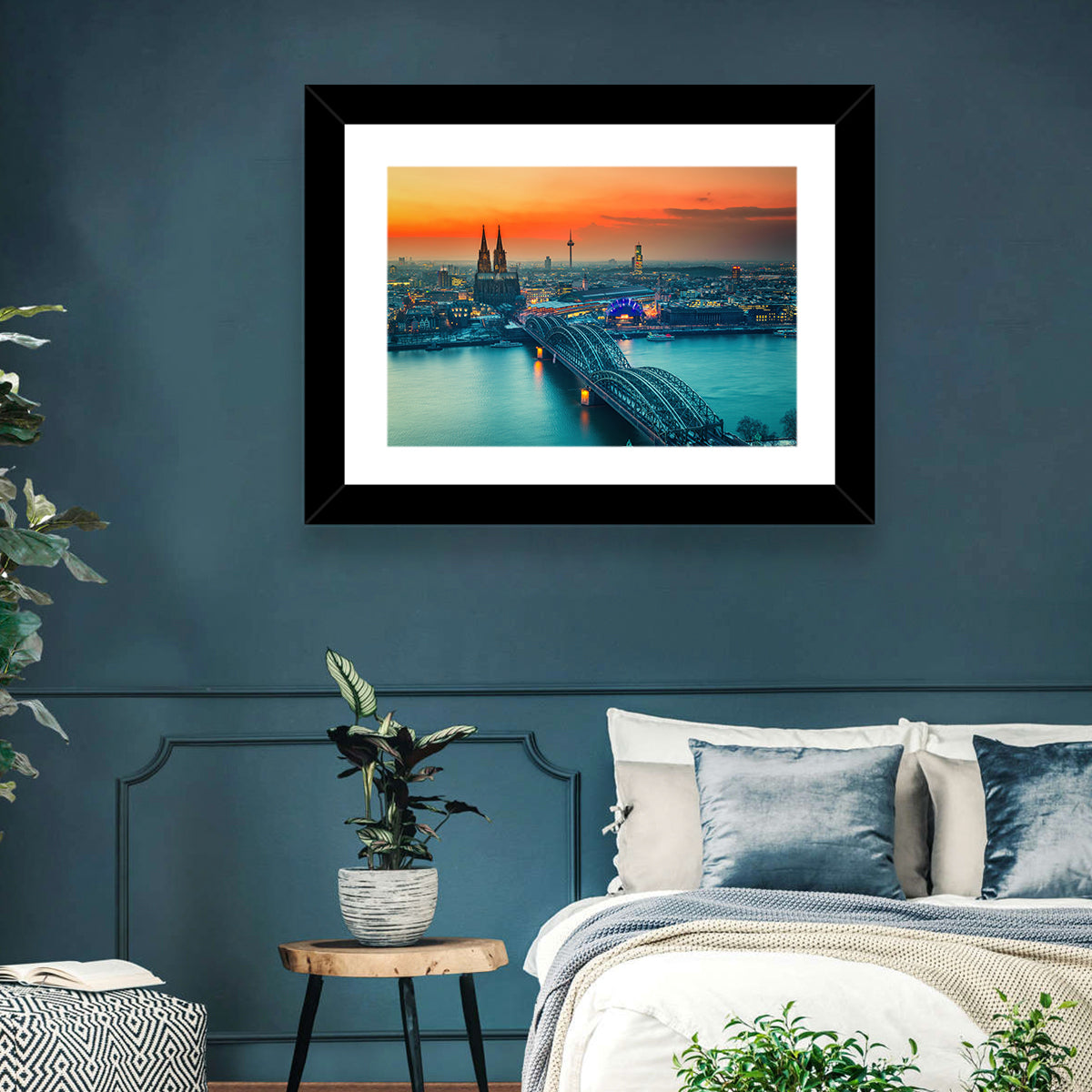 Hohenzollern Bridge at Dusk Wall Art in a room, landscape
