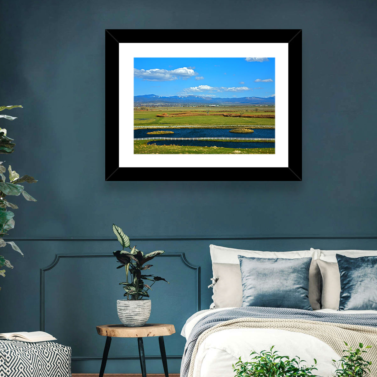 Genoa Township Pond View Wall Art in a room, landscape