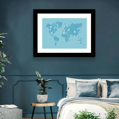 World Flight Routes Map Wall Art