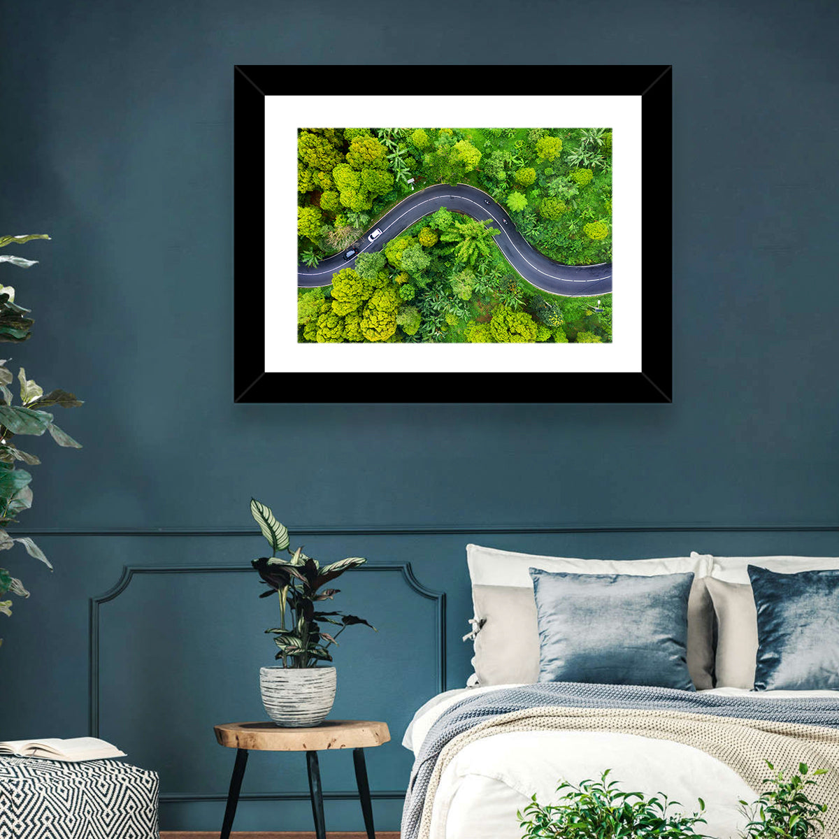 Winding Tropical Forest Road Wall Art in a room, landscape