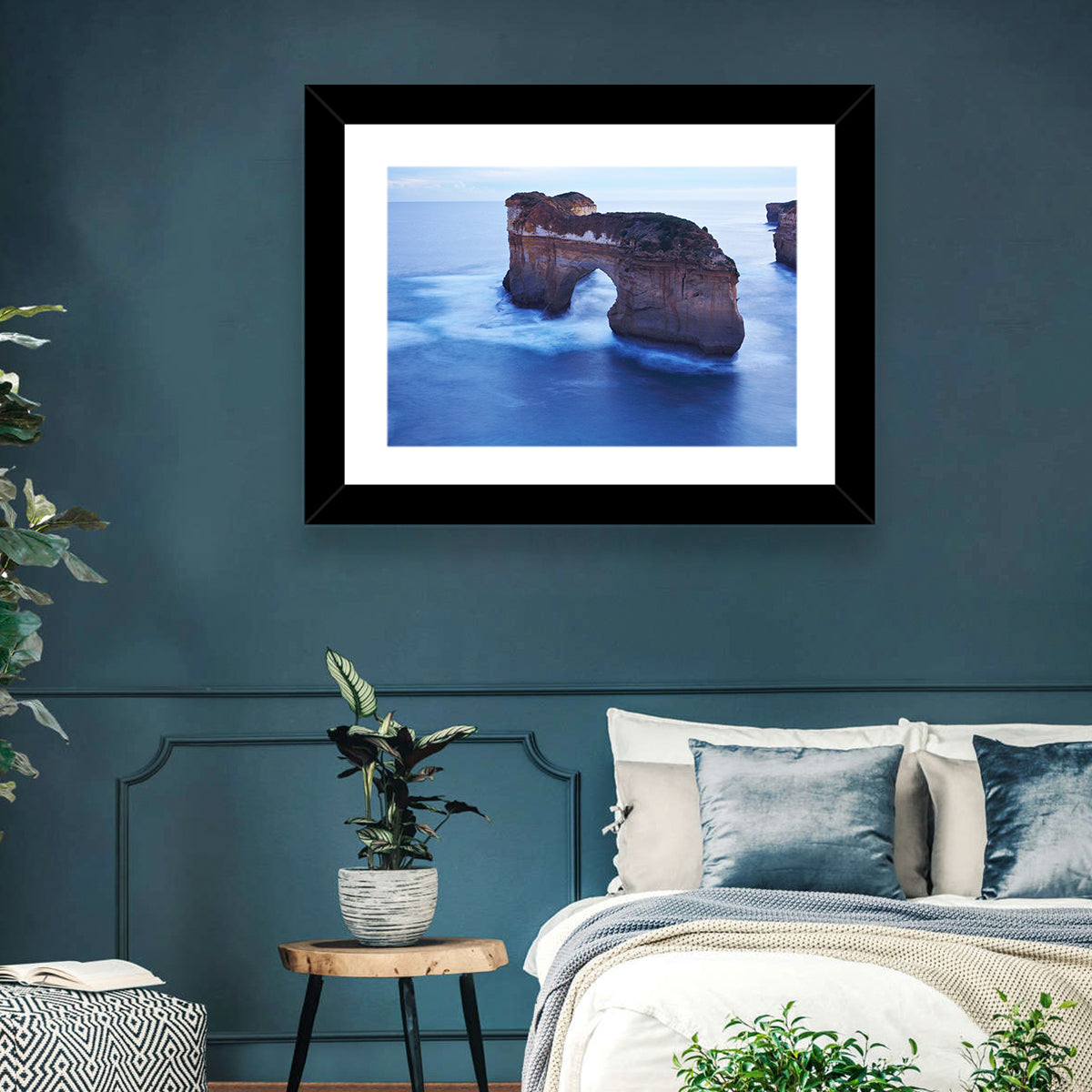 London Arch Ocean Cliffs at Dawn Wall Art in a room, landscape