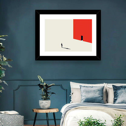 Solitary Figure with Red Door Wall Art
