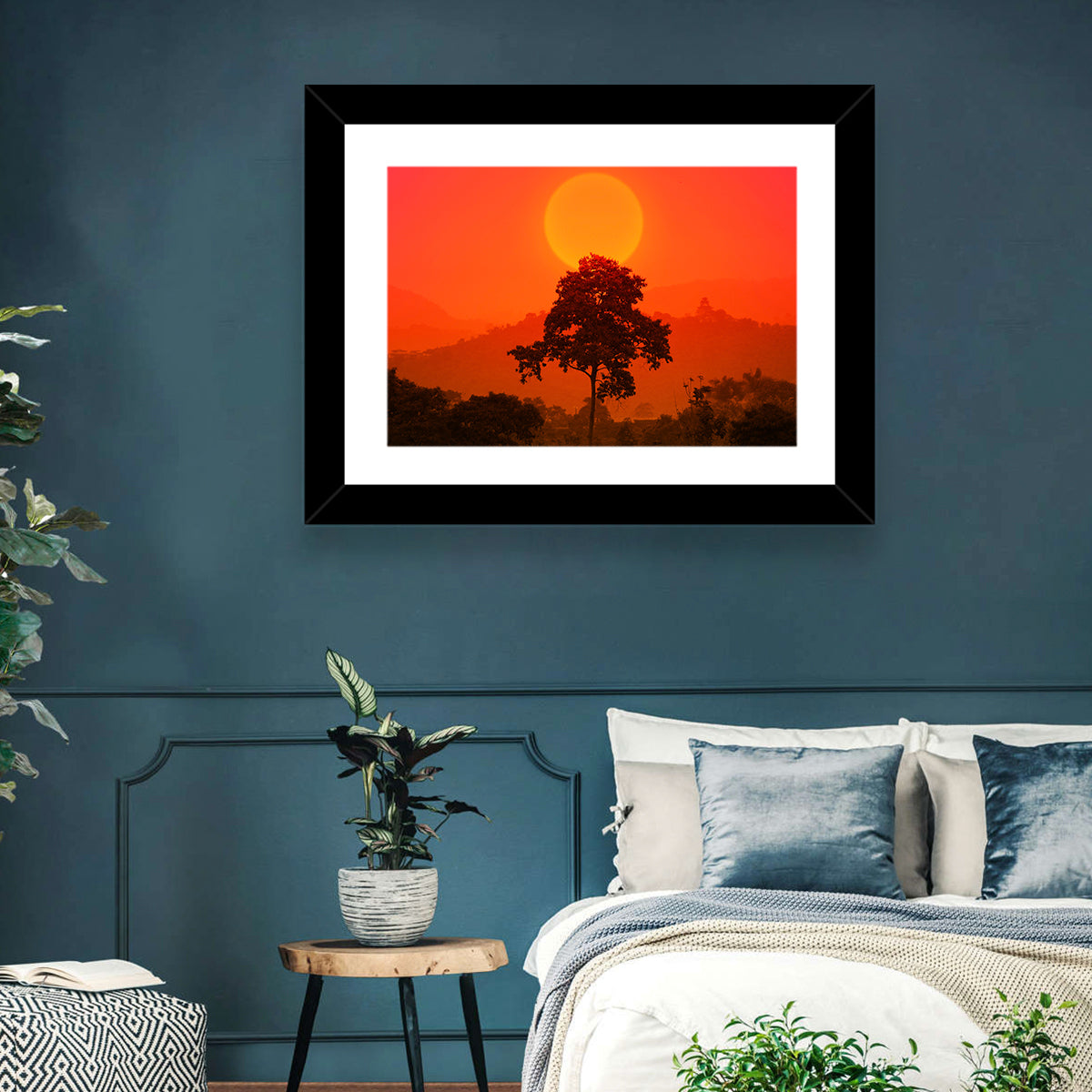 African Summer Sunset Wall Art in a room, landscape