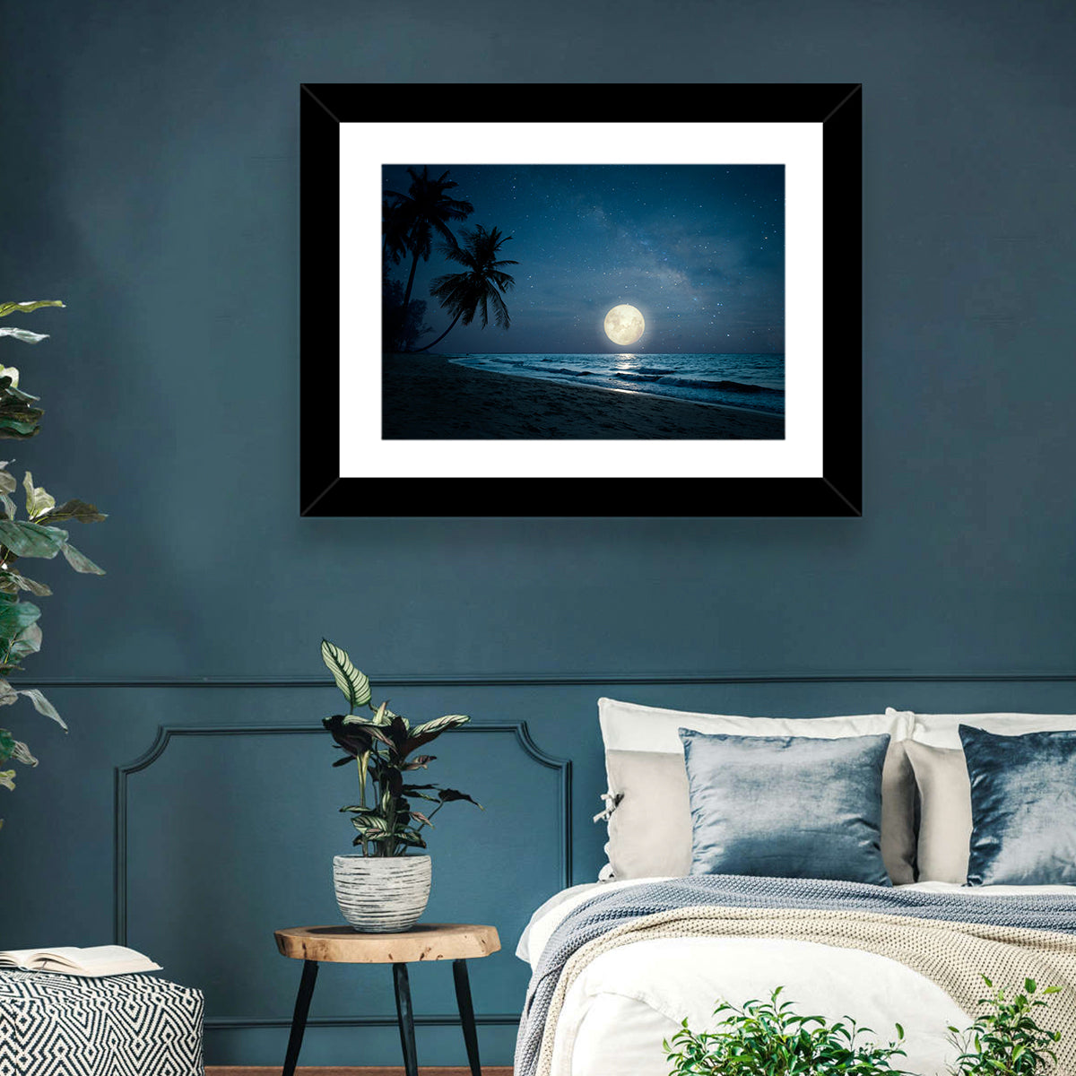 Palm Beach Moonset Wall Art in a room, landscape