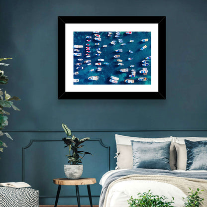 Aerial Boats Over Turquoise Sea Wall Art