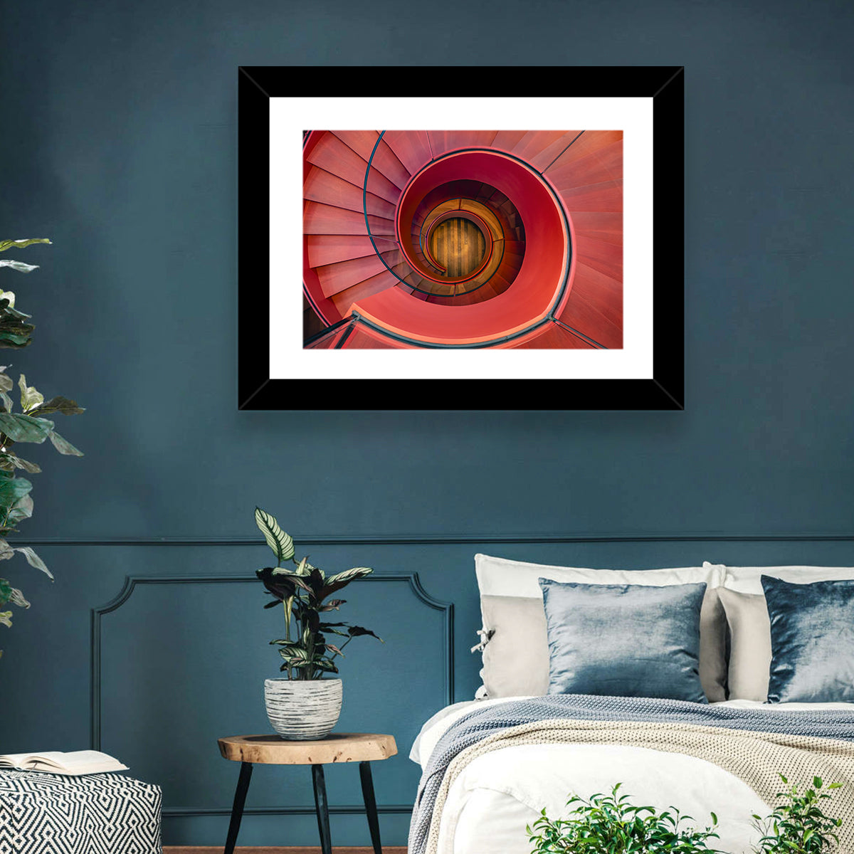 Red Spiral Staircase Wall Art