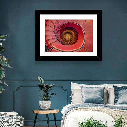 Red Spiral Staircase Wall Art