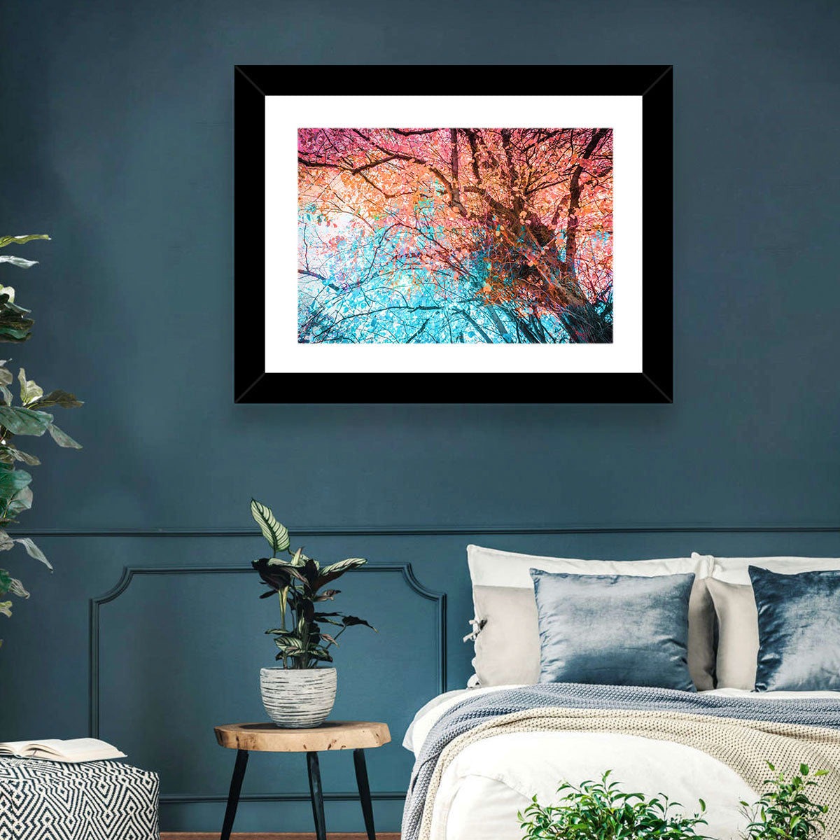 Autumn Canopy Abstract Wall Art in a room, landscape