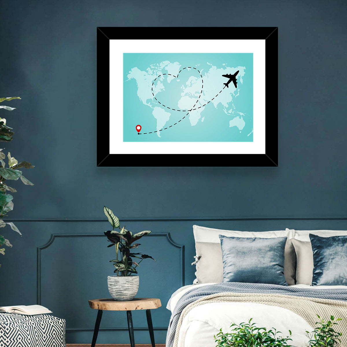 Heart Flight Map Wall Art