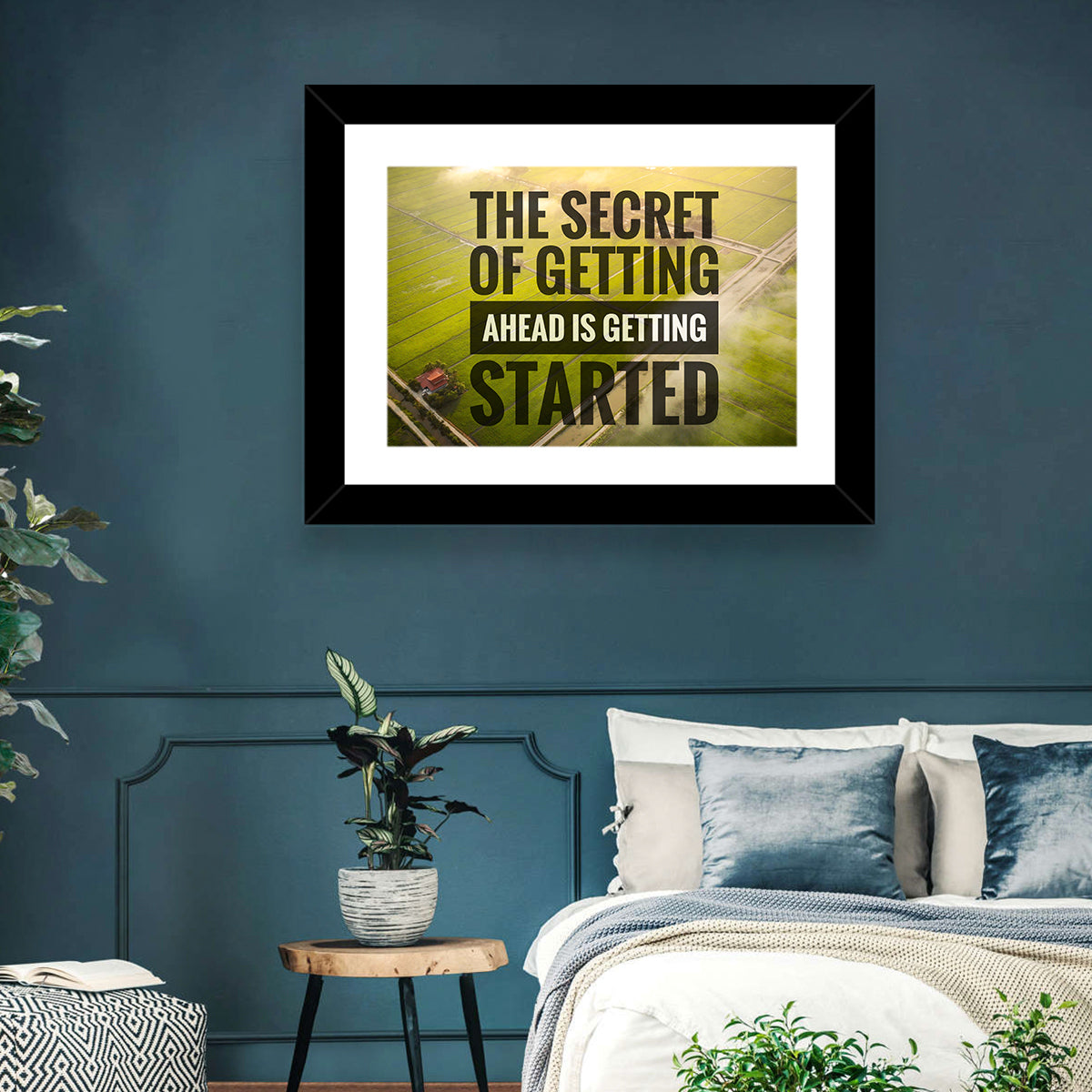 Getting Started Sunlit Farmland Wall Art in a room, landscape