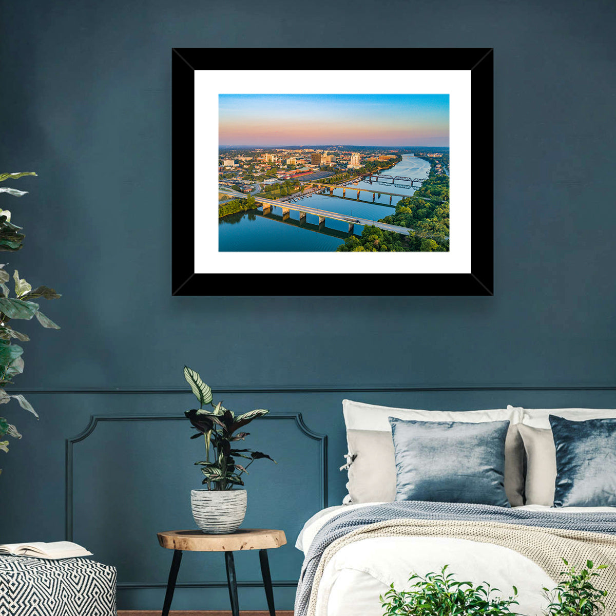 Augusta Savannah River Skyline Wall Art in a room, landscape