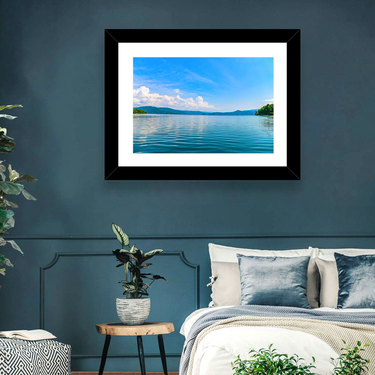 Lake Jocassee Wall Art in a room, landscape